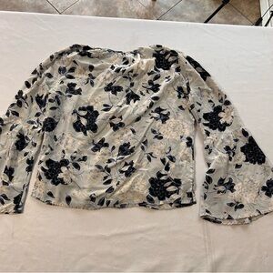 Floral Black and Light Baby Blue Women's Top